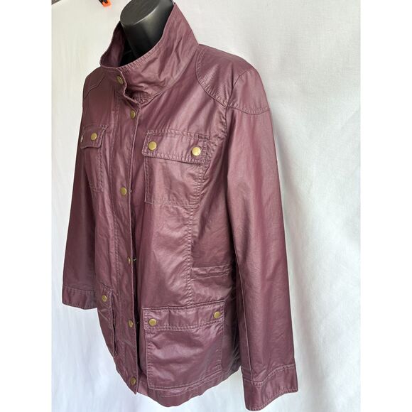 Banana Republic Waxed Burgundy Light Jacket Size S Utility Cotton Retro 90s 80s - Picture 5 of 12